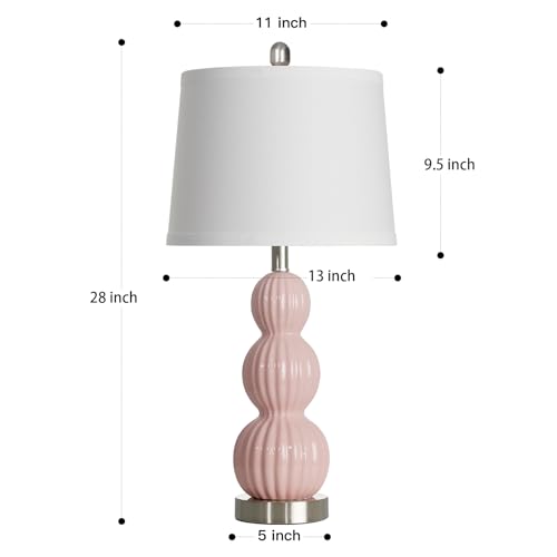 28" Pink Ceramic Table Lamps Set of 2 (2 Count)