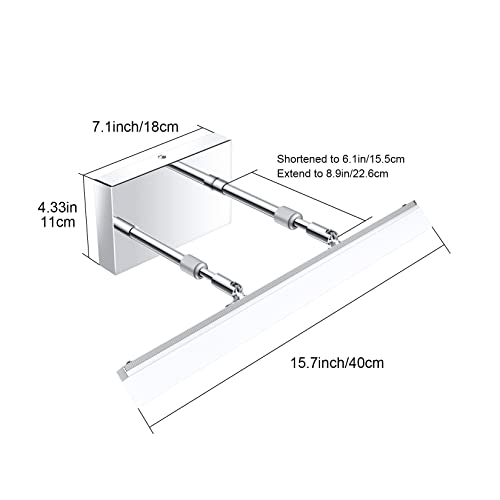 15.7 inch LED Vanity Lights Adjustable Bathroom Wall Light Bathroom Lighting Fixture Over Mirror Chrome Modern Vanity Lighting 5500K