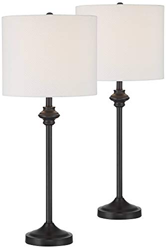Lynn 26" Tall Buffet Table Lamps Set of 2 Black Metal Skinny Modern (2 Count)