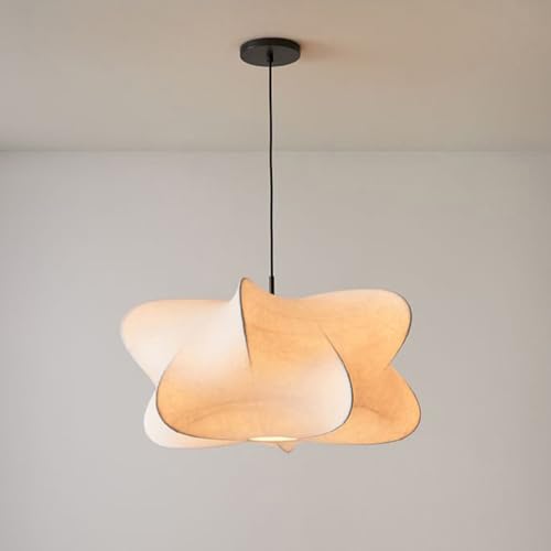Wabi Sabi Style White Fabric Pendant Light for Kitchen Island