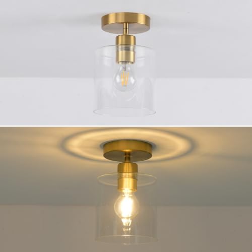 Brass Semi Flush Mount Ceiling Light (2 Count)