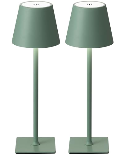 2 Pack Cordless Green Table Lamps (2 Count)