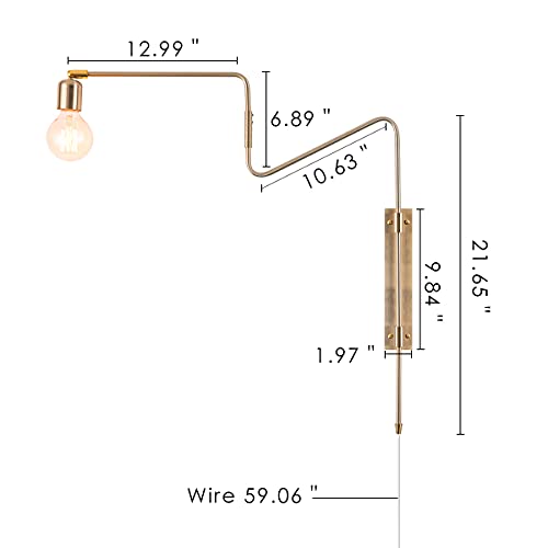 Industrial Brass Plug in Swing Arm Wall Sconces