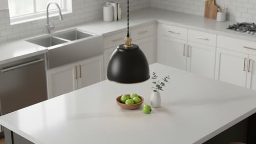 21601-11,Replacement Metal Shade for Pendant Light,Matte Black,7-7/8"W x 5-3/4"H,Center Hole 1-5/8"