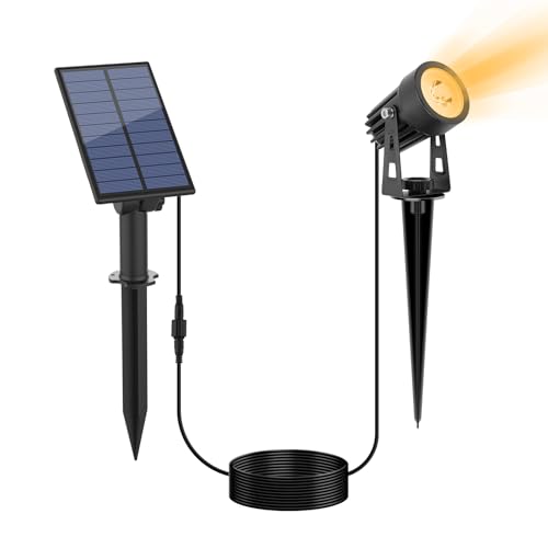 Metal Solar Spot Lights Outdoor with 9.8ft Cable Solar Powered Landscape Lighting Low Voltage IP65 Waterproof Auto On