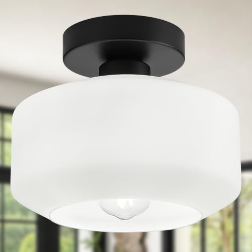 Industrial Semi Flush Mount Ceiling Light Black