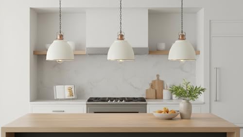 21601-61,Replacement Metal Shade for Pendant Light,Off-White,7-7/8"W x 5-3/4"H,Center Hole 1-5/8"