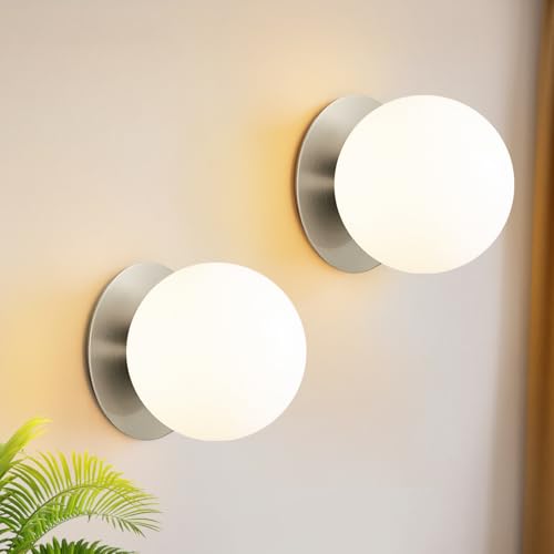2 Pack Modern Brushed Nickel Wall Light Fixtures (2 Count)