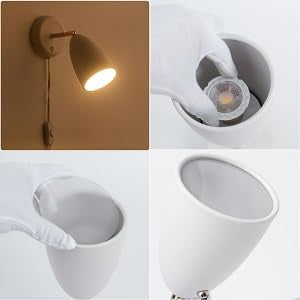 Modern White Plug in or Hardwire Wall Light Sconces