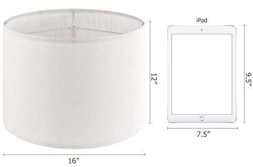 Beige Bamboo Knot Linen Textured Lamp Shades Set of 2 Large Drum Lamp Shade 16``Top x 16``Bottom x 12``High (2 Count)
