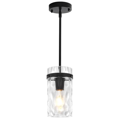 Black Pendant Light Fixtures Hammered Glass Kitchen Lighting Over Island