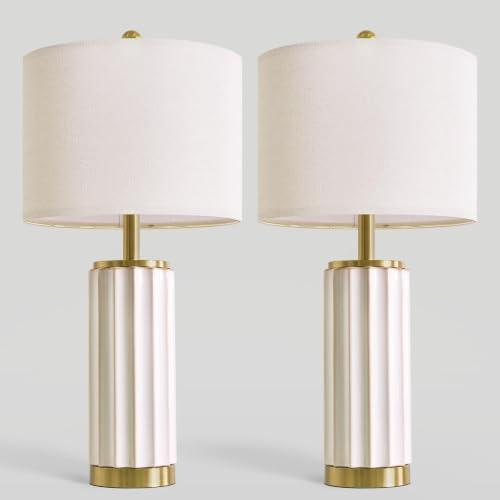 25.75" Off White Ceramic Table Lamp Set of 2 (2 Count)