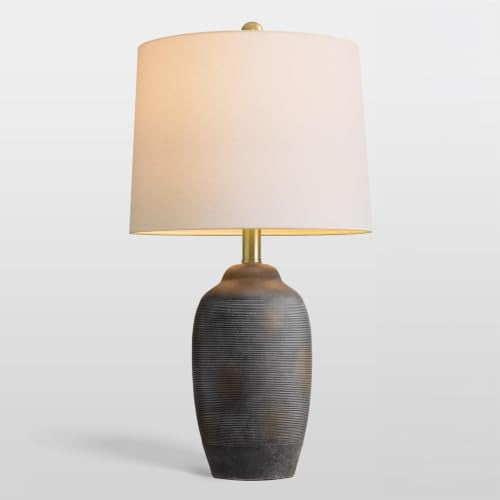 24.5" Ceramic Black Lamp for Living Room with Pre
