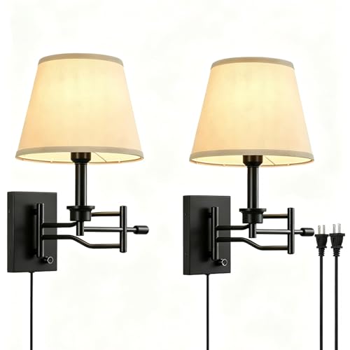 2 Pack 15" Black Swing Arm Wall Sconces