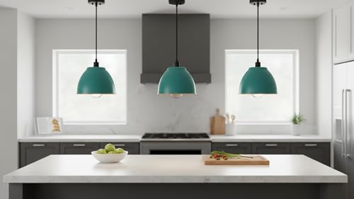 21601-71,Replacement Metal Shade for Pendant Light,Aquamarine,7-7/8"W x 5-3/4"H,Center Hole 1-5/8"