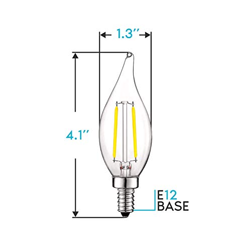 4W Vintage Candelabra LED Bulbs Dimmable (6 Count)