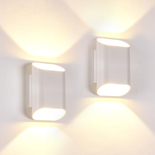 White Up & Down Indoor Outdoor LED Wall Sconce (White / 2 pack)