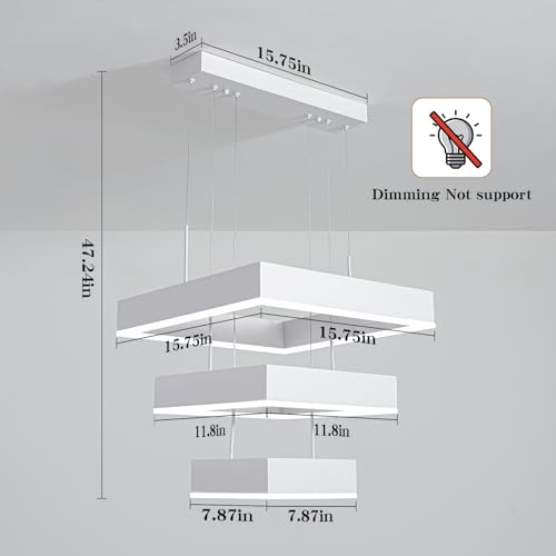 Modern LED Chandelier White 3 Ring Pendant Light Fixtures