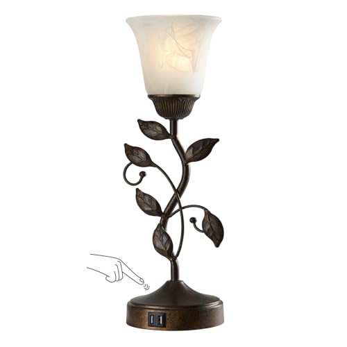Touch Bedside Table Lamp for Living Room with 2 USB C+A Ports