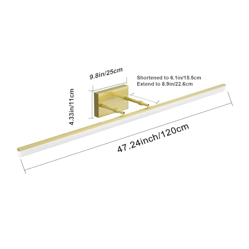 48inch Bathroom Vanity Light Brushed Gold Modern LED Vanity Lighting Over Mirror Adjustable Gold Wall Light for Bathroom