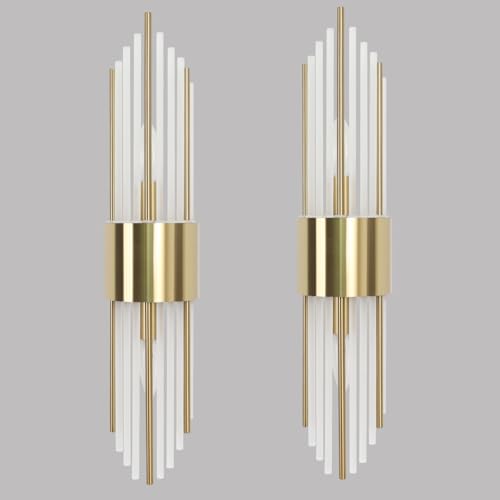 2 Light Modern Crystal Wall Sconces Titanium Gold Frosted Glass