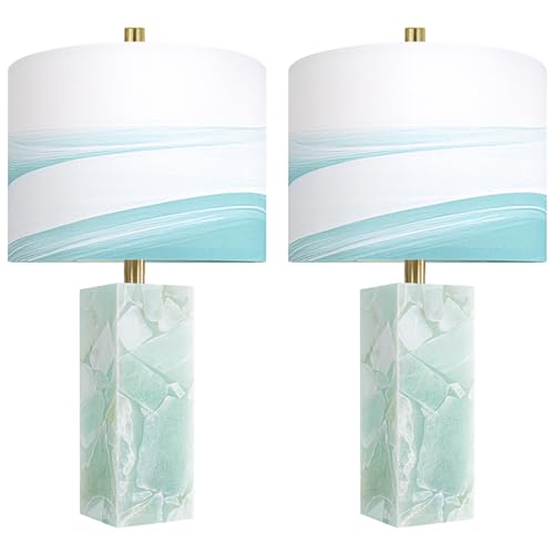 Alabaster Table Lamps Set of 2 with Night Light for Living Room (2 Count)