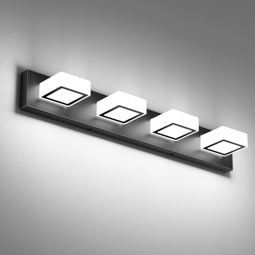 Black Bathroom Vanity Lights 30inch Metal Acrylic LED Modern Bathroom Wall Lighting Fixtures Over Mirror Matte Black