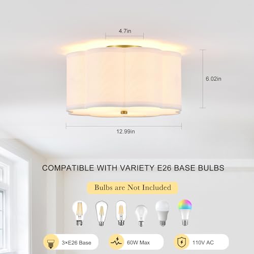 13" Gold Semi Flush Mount Ceiling Light