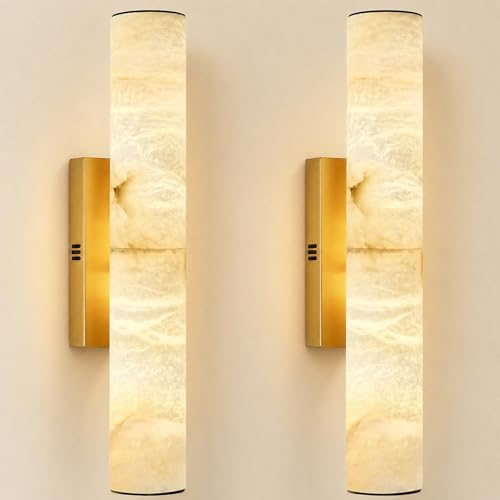 Gold Alabaster Wall Sconces Set of 2
