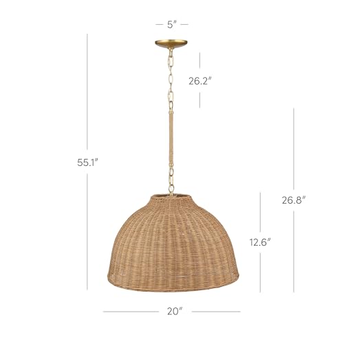 Augustine Modern Farmhouse Rattan Pendant Light
