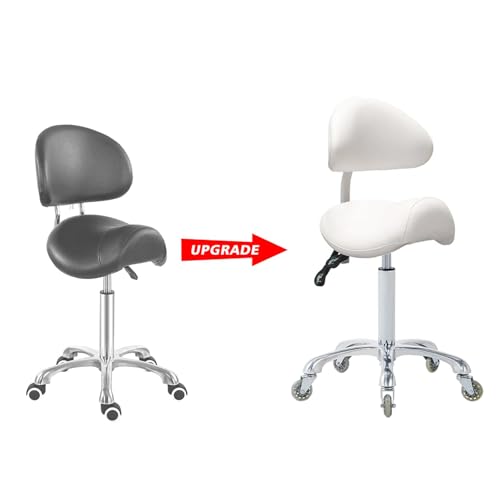 Saddle Stool Rolling Chair with Back Support