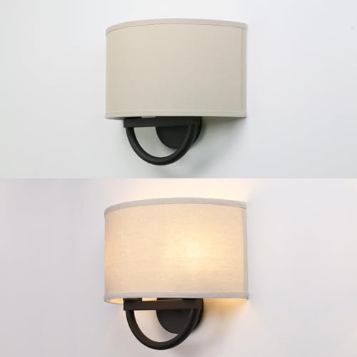 Industrial 2 Lights Wall Sconce Fixtures with Linen Fabric Shade