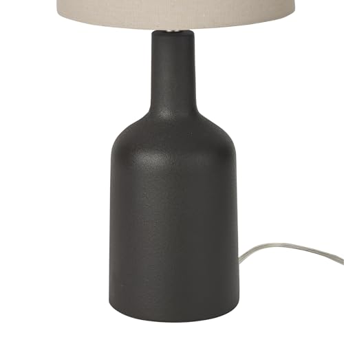 Home 22" Black Ceramic Table Lamp with Oatmeal Linen Shade for Modern Farmhouse