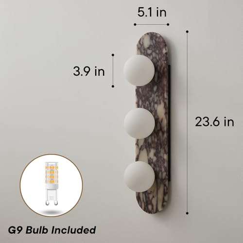 23.6 inch Natural Marble Wall Sconce
