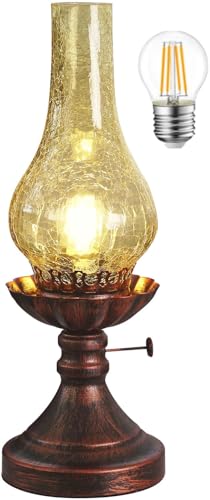 Vintage Table lamp Antique Rustic Farmhouse Desk Lamps Western Victorian Crackled Glass Design Bedside Lamps Living Room Bedroom Studio