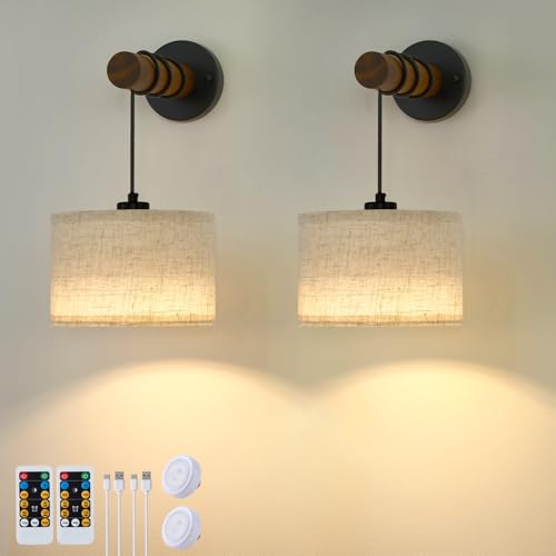 Battery Operated Wall Sconce with Remote (2 Count)