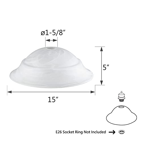 23502 01A Etched Alabaster Traditional Style Replacement Glass Shade for Medium Base Socket Torchiere Lamp