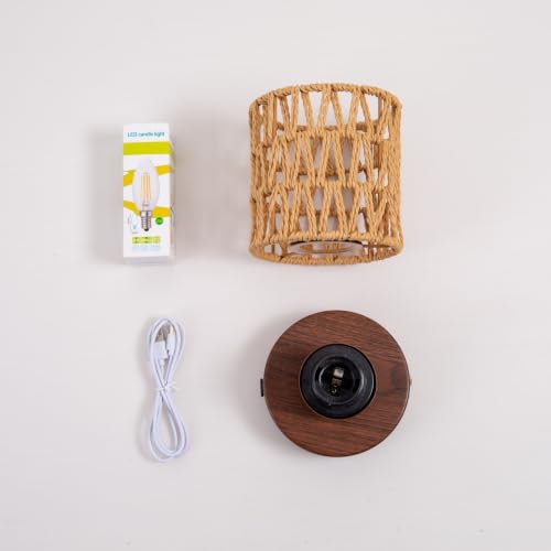 Cordless Operated Rattan Lamp