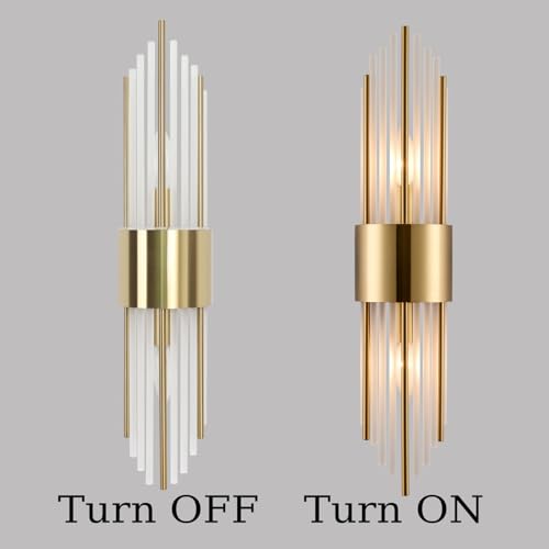 2 Light Modern Crystal Wall Sconces Titanium Gold Frosted Glass
