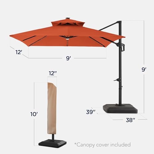 9x12ft LED Cantilever Patio Umbrella w