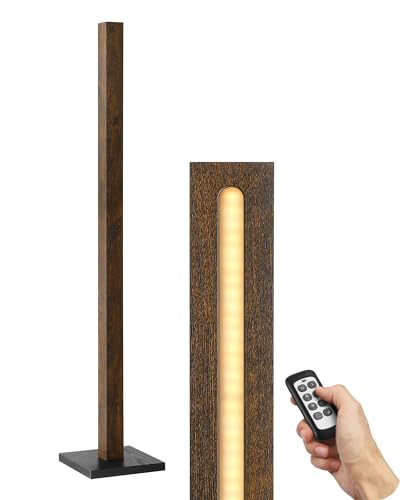48.43" Wooden LED Corner Floor Lamp with Remote