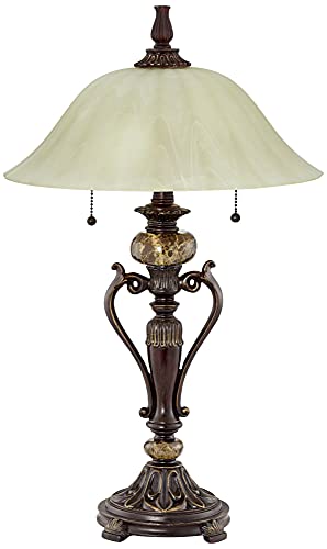 Amor 26" Tall Table Lamp Alabaster Glass Bronze Brown Accent Cottage