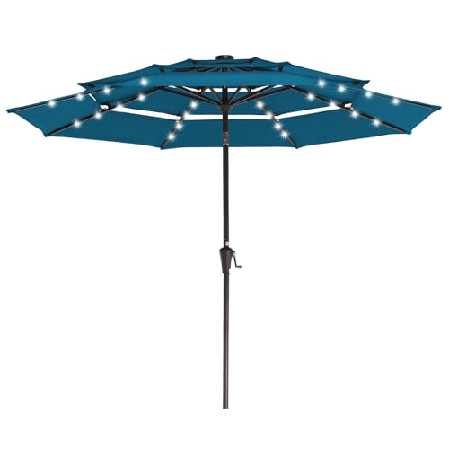 9 ft 3 Tier Outdoor LED Lighted Patio Umbrella w