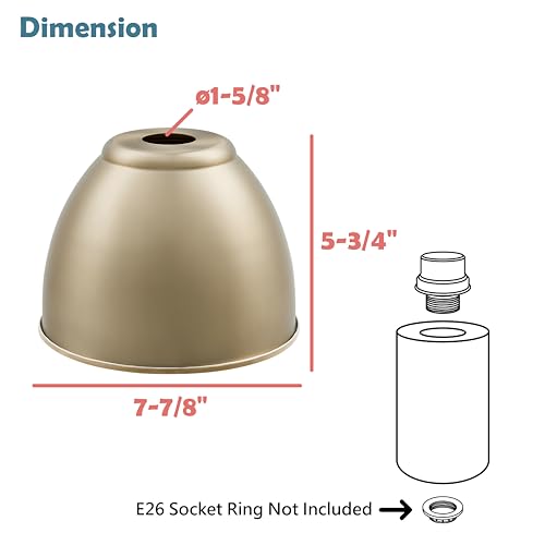 21601-41,Replacement Metal Shade for Pendant Light,Light Bronze,7-7/8"W x 5-3/4"H,Center Hole 1-5/8"