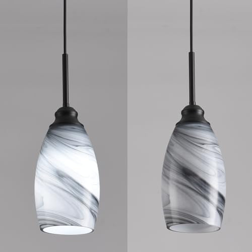 Industrial Pendant Light with Glass Shade Matte Black Pendant Lighting Adjustable Industrial Retro Style Hanging Light