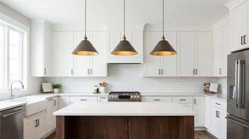 14" Large Industrial Metal Pendant Light Shade Covers (3 Count)