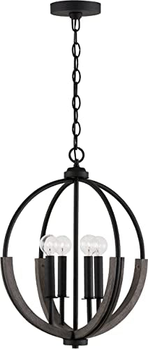 Capital Lighting 347642CK Clive Farmhouse Handcrafted Mango Wood Pendant Ceiling Light Fixture