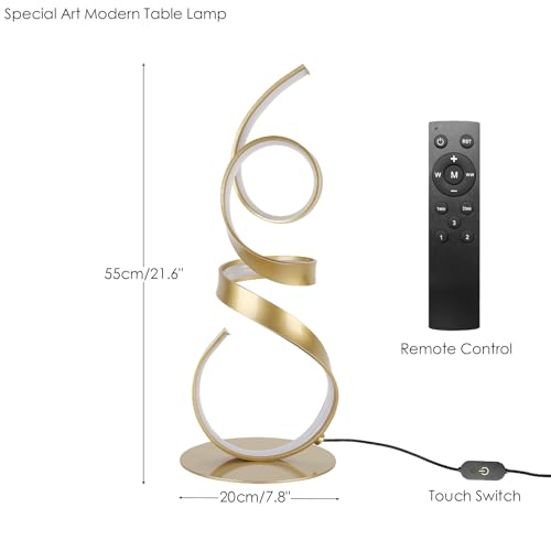20W 2700LM 3 Colors Dimmable with Remote LED Art Table Lamp 21.6 Inch Height with Touch Switch for Living Room