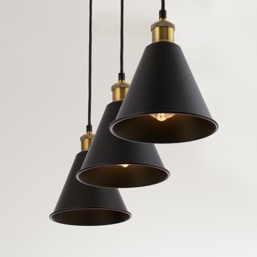 H Type Matte Black E26 Socket Track Lighting Pendant (3 Count)