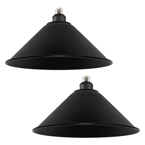 11.8" Matte Black Industrial Farmhouse Metal Lamp Shade with a E26 Light Socket Extender Replacement